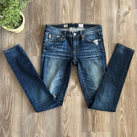 ADRIANO GOLDSCHMIED AG DENIM SUPER SKINNY LEGGING JEAN LIGHT DISTRESSING SIZE 26 - Picture 2 of 9